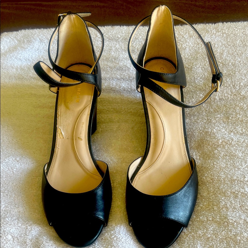 Cole Haan Black Open-Toe Heels